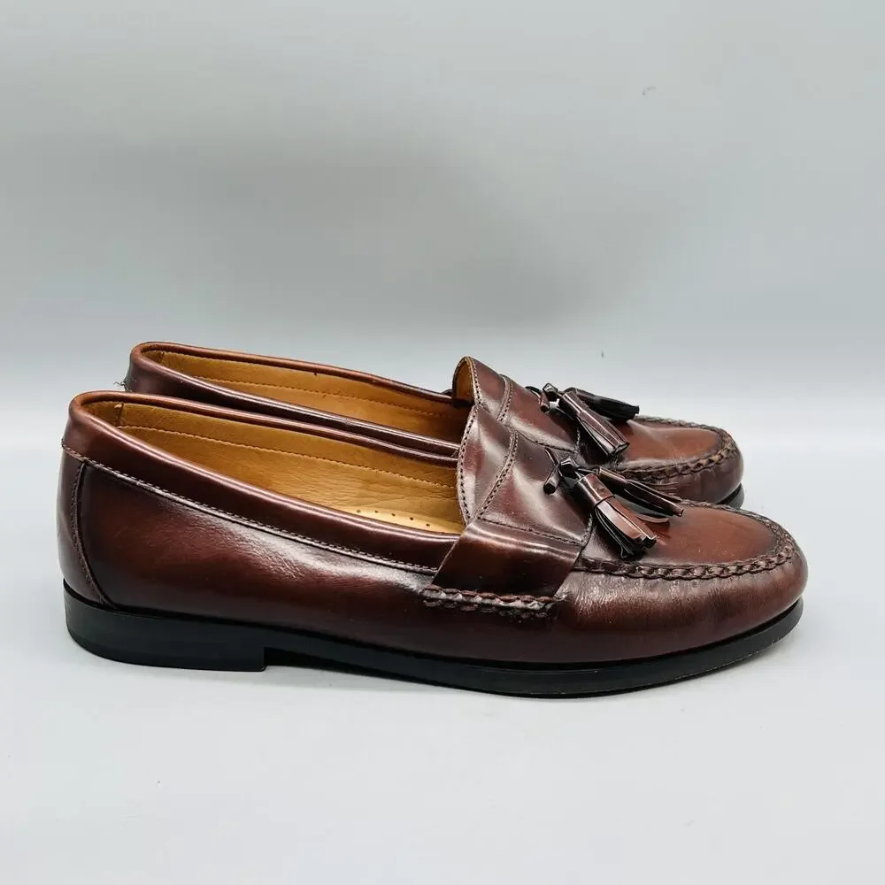 Johnston & Murphy Shoes Mens 9 Brown Leather Tassel Loafers Slip On Dress Casual